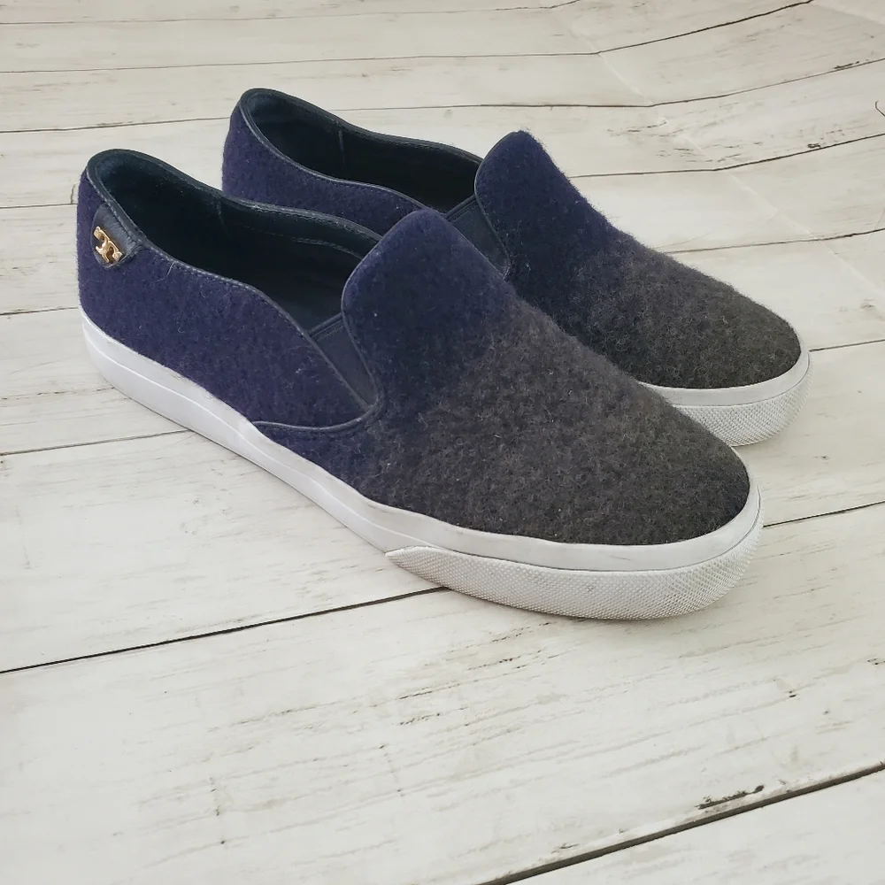 Tory Burch stardust ombre wool slip on sneakers blue green size 6‎